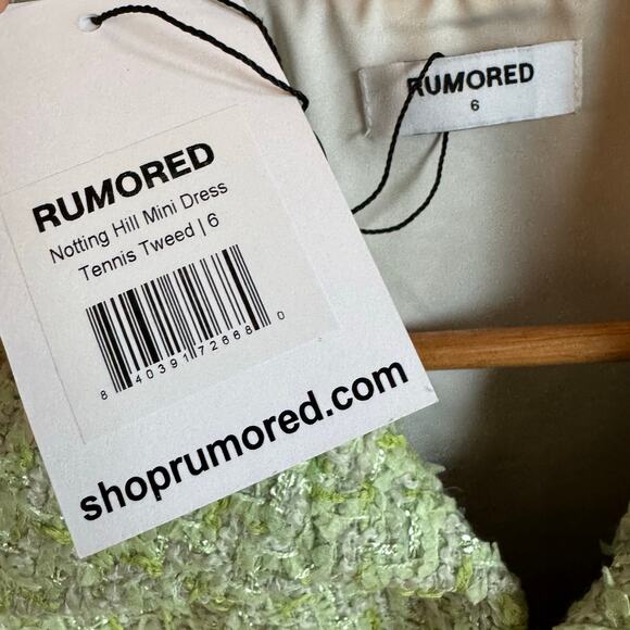 Rumored Notting Hill Mini Dress Chic Minimalist Modern Sz 6 Green Tennis Tweed - Picture 5 of 13